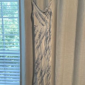 Satin white and blue midi dress